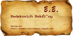 Bedekovich Bekény névjegykártya